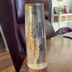 Vintage resin paperweight with wheat inside